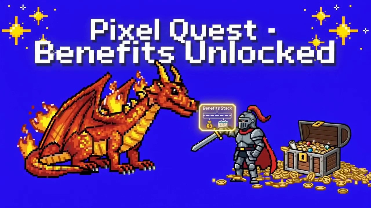 Pixel knight facing the Beast of Confusion guarding a treasure chest